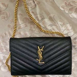 Black & Gold YSL Wallet on Chain *great condition*